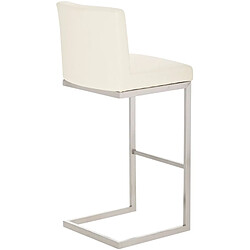 Acheter Decoshop26 Tabouret de bar x1 design moderne support en acier inoxydable assise en PVC crème 10_0005319