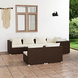 vidaXL Salon de jardin 7 pcs avec coussins Marron Résine tressée