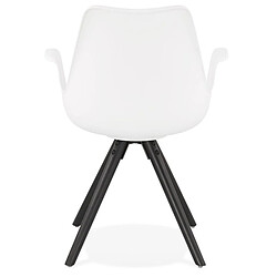 Mes Fauteuil design blanc et piètement en bois noir - SHAFT pas cher