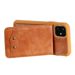 Acheter Wewoo Coque Pour iPhone 11 Vertical Flip Wallet Couverture arrière antichoc Étui de protection avec support et fentes cartes et lanière et cadres photo Marron