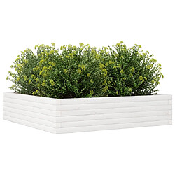 Avis vidaXL Jardinière blanc 100x100x23 cm bois de pin massif