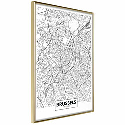 Paris Prix Affiche Murale Encadrée City map Brussels 20 x 30 cm Or