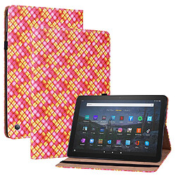 Etui en PU texture tissée avec support, rose pour votre Amazon Fire HD10 2021/Fire HD10 Plus 2021