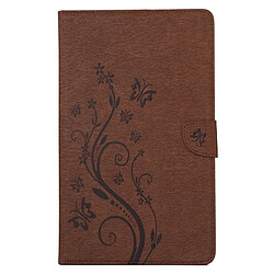 Wewoo Housse Étui marron pour Samsung Galaxy Tab A 7.0 fleurs pressées motif papillon flip horizontal en cuir PU avec boucle magnétique & Titulaire & Slots de cartes Portefeuille