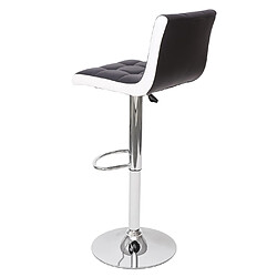 Avis Mendler 2x Tabouret de bar HWC-G87, chaise bar/comptoir, réglable en hauteur ~ similicuir noir-blanc, pied chromé