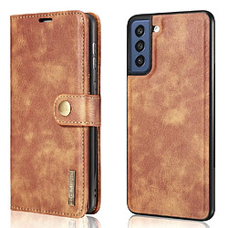 Dg.Ming Etui en PU + TPU Split 2-en-1 détachable marron pour votre Samsung Galaxy S21 FE