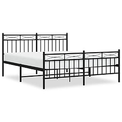 Maison Chic Lit adulte - Lit simple Cadre de lit métal avec tête de lit/pied de lit,Structure du lit Contemporain pour chambre noir 160x200 cm -MN56221