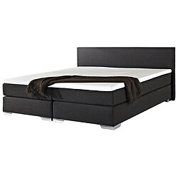 Beliani Lit boxspring en tissu noir noir 180x200 cm PRESIDENT