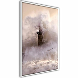 Paris Prix Affiche Murale Encadrée Lighthouse During a Storm 20 x 30 cm Blanc