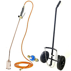 Desherbeur pro KEMPER tuyau 5 m bruleur 60 mm Allume gaz + détendeur propane inclus + chariot à roues pour bouteille gaz