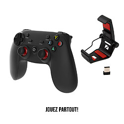 Gamium Manette Gaming SANS FIL/FILAIRE - Triple connexion : filaire, Bluetooth, récepteur 2.4Ghz - PC, PS3, Box Android TV, Casque VR, Smartphone et tablette Android** - Clip pour Smartphone