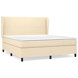 vidaXL Sommier à lattes de lit avec matelas Crème 160x200 cm Tissu