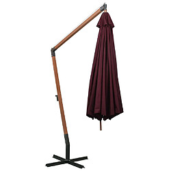 Avis Helloshop26 Parasol suspendu avec mât 3,5 x 2,9 m bois de sapin rouge bordeaux 02_0008717