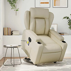 Maison Chic Fauteuil Relax pour salon, Fauteuil inclinable de massage électrique crème similicuir -GKD38048