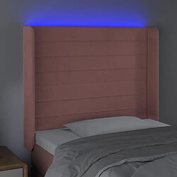 Avis vidaXL Tête de lit à LED Rose 103x16x118/128 cm Velours