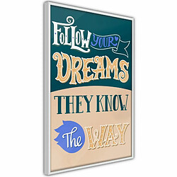 Paris Prix Affiche Murale Encadrée Dreams Know the Way 40 x 60 cm Blanc