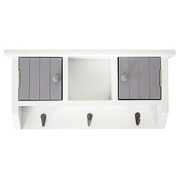 Decoshop26 Porte-clés meuble d'entrée mural avec portes et étagère en bois massif gris-blanc 04_0003587 pas cher