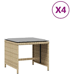 vidaXL Tabourets de jardin coussins lot de 4 mélange beige 41x41x36 cm