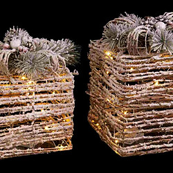 BigBuy Christmas Décorations de Noël Naturel Métal Plastique Fibre Boîte Cadeau 25 x 25 x 36 cm (3 Unités)