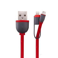 Wewoo Câble 1m 2 en 1 Lightning 8 broches & micro USB vers de données / chargeur USB, pour iPhone, iPad, Samsung, HTC, LG, Sony, Huawei, Lenovo, Xiaomi & autres smartphones rouge