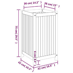 vidaXL Jardinière avec doublure 42x42x75 cm bois massif d'acacia pas cher