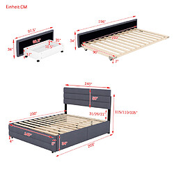 Avis ComfortXL Lit Plateforme 140 X 200 Avec Rangement Pour Deux Personnes Et Deux Tiroirs, Gris