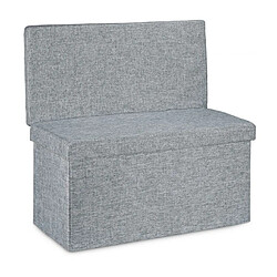 Helloshop26 Tabouret pouf coffre de rangement pliant en lin 76 cm gris 13_0002782