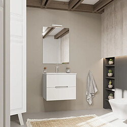 Kiamami Valentina MEUBLE DE SALLE DE BAIN TIROIRS BLANC MAT, CÔTÉS EN BOIS CHÊNE GRIS | MAGNOLIA