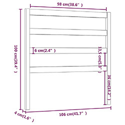 Acheter vidaXL Tête de lit Marron miel 106x4x100 cm Bois massif de pin