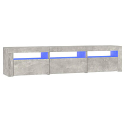 vidaXL Meuble TV avec lumières LED Gris béton 180x35x40 cm