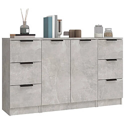 Avis vidaXL Buffets 3 pcs gris béton bois d'ingénierie