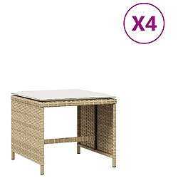 vidaXL Tabourets de jardin et coussins lot de 4 beige 41x41x36cm rotin