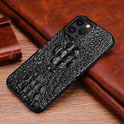 Coque en TPU + cuir véritable texture crocodile, anti-chocs, anti-chutte pour votre iPhone 14 Pro Max - noir