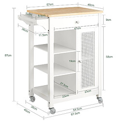 Avis SoBuy FKW46-II-WN Desserte roulante Chariot de Service Chariot de Cuisine Meuble de Rangement avec Aspect Grillagé