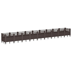 Acheter vidaXL Jardinière avec piquets marron 363,5x43,5x43,5 cm PP