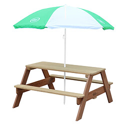 Avis AXI Nick Table Pique Nique avec Parasol Marron & Noir | Table de Pique Nique Enfant pour le Jardin, Table Picnic, Table Picnic Bois - 95 x 97 x 48 cm