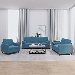 Maison Chic Ensemble de canapés 3 pcs avec coussins, Canapé droit Sofa pour Salon bleu velours -GKD173651