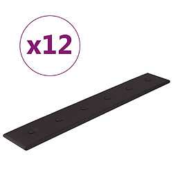 vidaXL Panneaux muraux 12 pcs Noir 90x15 cm Similicuir 1,62 m²