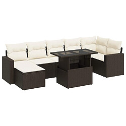 vidaXL Salon de jardin 8 pcs avec coussins marron résine tressée