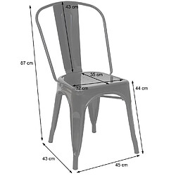 Decoshop26 Lot de 2 chaises de cuisine salle à manger empilable en métal design industriel gris 04_0007410