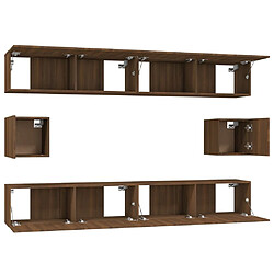 Maison Chic Ensemble de meubles TV 6 pcs | Banc TV Moderne pour salon | Meuble de Rangement - Chêne marron Bois d'ingénierie -MN31281 pas cher