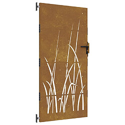 vidaXL Portail de jardin 85x200 cm acier corten conception d'herbe