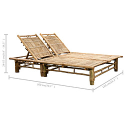 vidaXL Chaise longue pour 2 personnes avec coussins Bambou pas cher