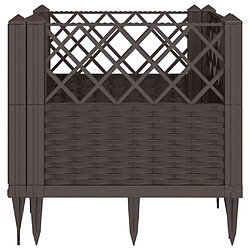 Avis vidaXL Jardinière avec piquets marron 43,5x43,5x43,5 cm PP