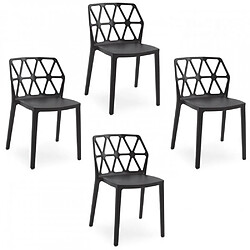 Inside 75 Lot de 4 Chaises ALCHEMIA plastique noir