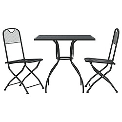 Ensemble à manger de jardin 3 pcs,Table et chaise à dîner anthracite métal maille -MN64595