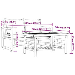 vidaXL Salon de jardin 2 pcs avec coussins bambou pas cher