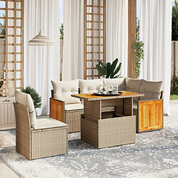 vidaXL Salon de jardin avec coussins 6 pcs beige résine tressée