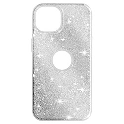 Avizar Coque pour iPhone 14 Paillette Glitter Silicone Semi rigide Argent