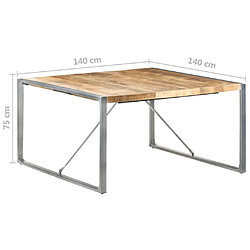 vidaXL Table à manger 140x140x75 cm Bois de manguier brut pas cher